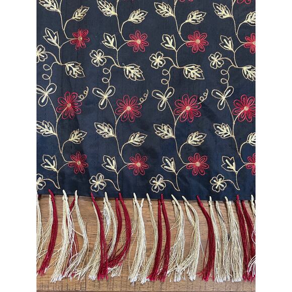 Silkland Silk Skirt with Floral Designs and Tassles - Picture 3 of 8